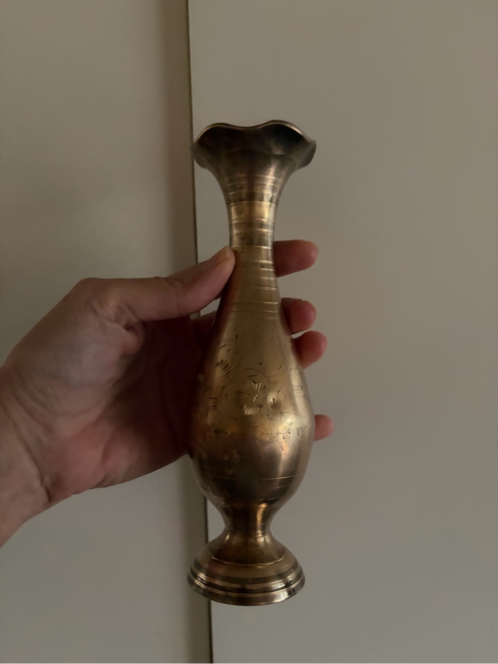 Vintage Brass Decorative Bud Vase - Classic Gold Finish